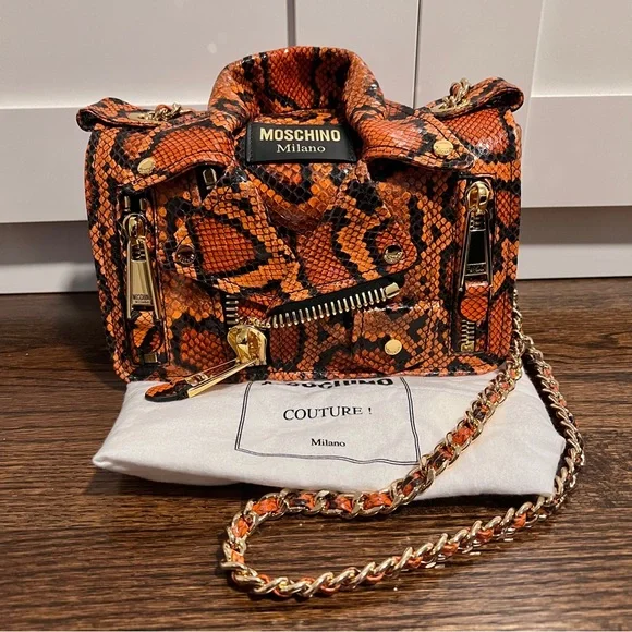 Moschino Bags Nwt Moschino Pythonprinted Leather Biker Jacket